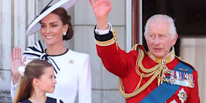 King Charles,Princess Catherine and Princess Charlotte at the Trooping of the Colours in June.