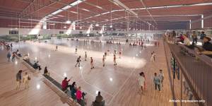 The new indoor sports centre will include 10 courts and retractable seating for 2000 people.