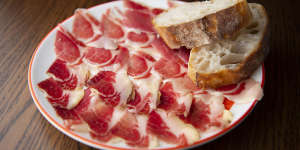 Palatilla Iberico ham with Spanish ciabatta bread.