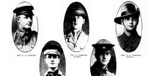 The five Darling brothers served in World War I. From left:Ted,Richard,Frank,Stanley and Ormond.