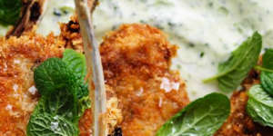Crowd-pleasing crumbed lamb cutlets with mint yoghurt.
