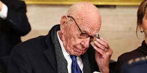 Rupert Murdoch arrives for Donald Trump’s inauguration in January.