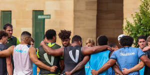 The Wallabies in Sydney last week before departing for France.