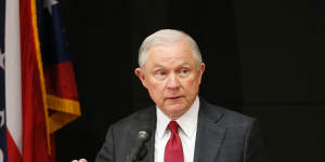 Attorney General Jeff Sessions speaks at the Columbus Police Academy about the opioid epidemic in Columbus,Ohio in August.
