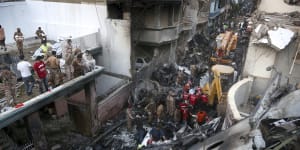 The plane crashed in a crowded neighbourhood near the airport in Pakistan's port city of Karachi.