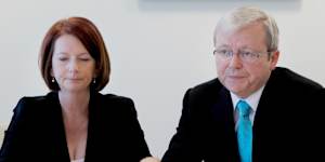 Julia Gillard and Kevin Rudd in 2010.