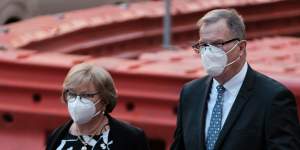 Merilyn and Greg Simms arrive at the NSW Supreme Court on Wednesday.