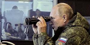 Russian President Vladimir Putin watches military exercises in far eastern Russia,outside Vladivostok,in September 2022.