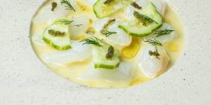 The Stokehouse’s Kingfish crudo with apple cucumber. 
