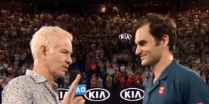 Jetlag is a bugger:McEnroe interviews Federer at the Aus Open.