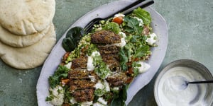 Serve this zaatar-crusted chicken salad with flatbreads for extra carbs.