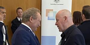 Andrew Forrest meets with CFMMEU boss Christy Cain at the jobs summit.