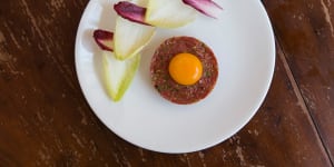 Steak tartare served at the Victoria Hotel in Footscray.