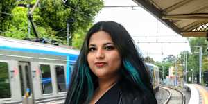 Ananya Gaitonde at a train station.