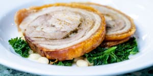 Stand-out dish:Porchetta with kale and white beans. 