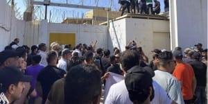 Followers of the influential Iraqi Shiite cleric and political leader Muqtada Sadr storm the Swedish embassy in Baghdad,Iraq. 