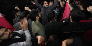 Iranian demonstrators protest during an anti-Israeli rally in front of the British embassy in Tehran.