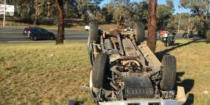 An injured man was conveyed to Canberra hospital after a collision on Canberra Avenue on Monday afternoon