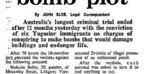 Sydney Morning Herald article dated 10 February 1981 on the guilty verdicts against the Croatian Six. 