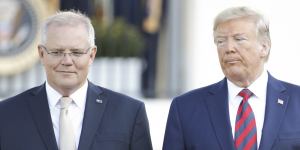Prime Minister Scott Morrison and US President Donald Trump at the White House during a rare state visit for the Australian leader.