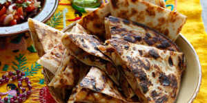 Quesadillas with potato and chorizo.