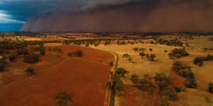Dust storm near Orange,NSW in January. The relatively stable climate that has supported human civilisation for the past six millennia is likely to shift in the next 50 years because of climate change.