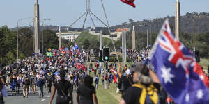 Thousands marched on Parliament House on Saturday as the Convoy to Canberra continues.