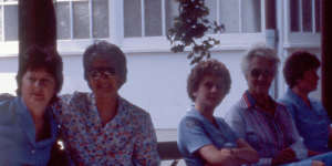 Beezie (second left) and Toddie (second right) with their guards at the Norma Parker Centre.