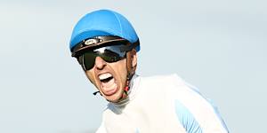 Ash Morgan celebrates victory on Private Harry in the Galaxy.