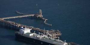 An LNG carrier moored at the Woodside-operated gas plant in Western Australia. The Australian oil and gas major inked a deal last year to supply gas from WA to Victoria,if Viva’s terminal proceeds.