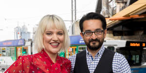 Sami Shah (right) joined Jacinta Parsons (left) on the ABC Melbourne breakfast slot in 2017.