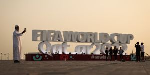 People gather at the Corniche Waterfront ahead of the FIFA World Cup Qatar 2022.