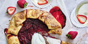 Strawberry galette with rose cream.