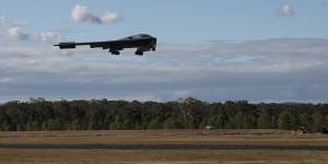 A United States Air Force B2 stealth bomber lands at Amberley RAAF base on Sunday.