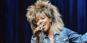 Adrienne Warren during a performance of “Tina:The Tina Turner Musical.” 
