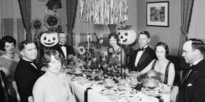 A Halloween dinner party in southern California in 1928.