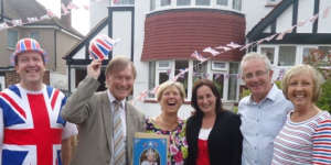 Conservative MP Sir David Amess,second from left,in his constituency. 