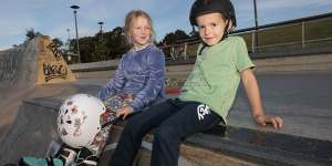 Dunja and Pavle at Sydney Park skate park.