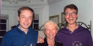 Musk with mother Maye and brother Kimbal celebrating the 1999 sale of Zip2,his first company.
