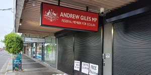 The fake bodies outside Immigration Minister Andrew Giles’ electorate office in Thomastown.