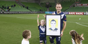 Leigh Broxham made his 350th appearance for Victory on Wednesday night.