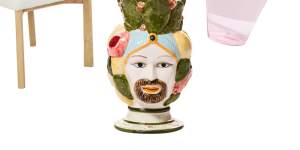 “Tate” dining chair;“Mondello Head” vase;Fazeek “Geo” urn. 