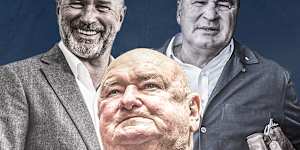 Andrew Fox,left,and Peter Fox,right,remain in the shadow of their father Lindsay. 