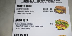 Mark Elkhouri has renamed his burgers after famous college dropouts. 