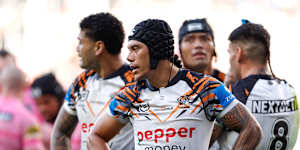Jarome Luai’s Tigers crash to a huge defeat on Sunday.