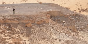 The site of an ancient lake bed in the Nefud Desert.