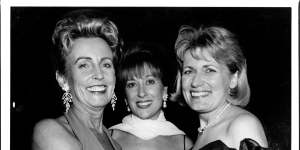 Belles of the ball:from left,Sonia McMahon,Frost and Ros Kelly. McMahon was Frost's matron of honour at her wedding.