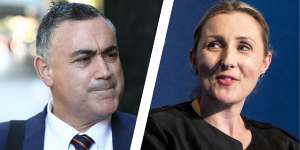 Former NSW deputy premier John Barilaro and Investment NSW CEO Amy Brown. (Photos:Dominic Lorrimer/Louie Douvis)