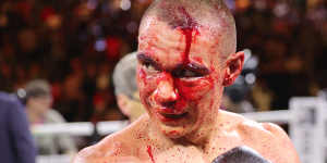 Tim Tszyu at the end of the fight.