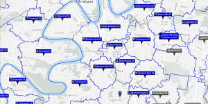 School catchment maps for several inner-Brisbane suburbs. The local area for up to half a dozen schools may need to change,due to East Brisbane State School being moved.